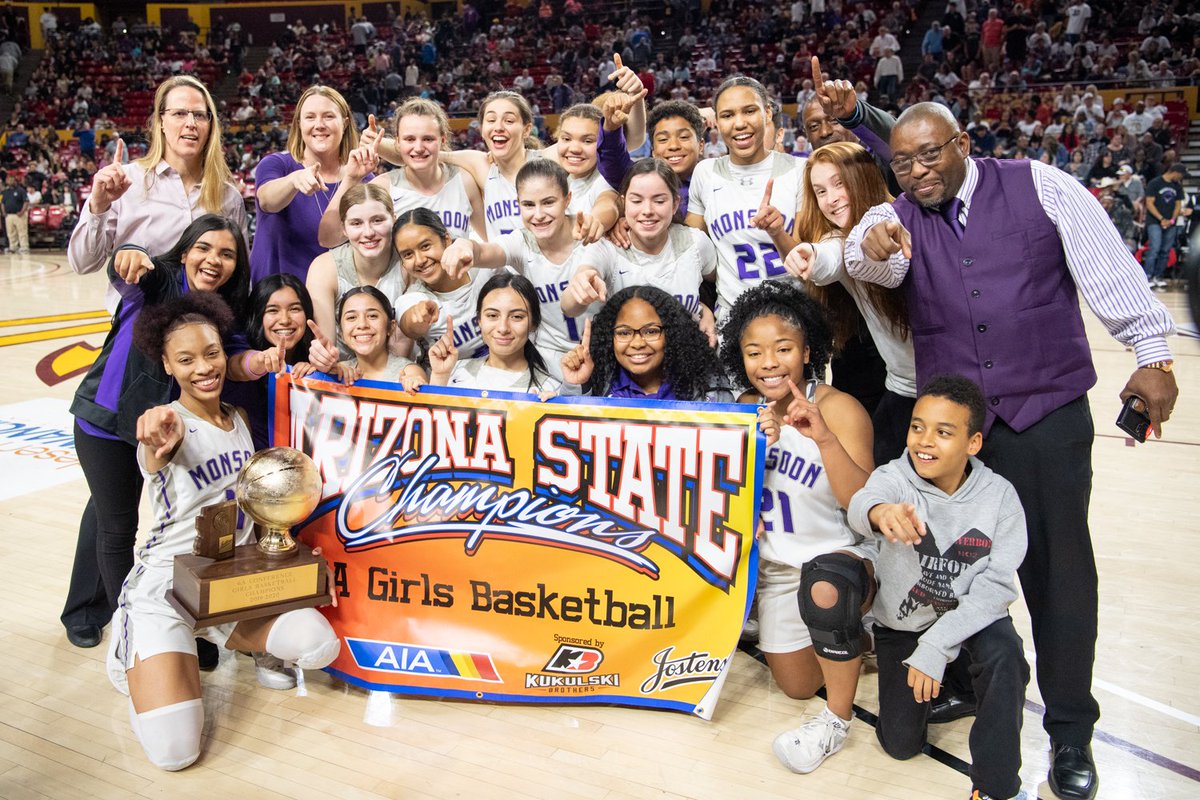 DysartUSD's tweet photo. Check out photos from the @VVHS_MONSOON Girls Basketball winning the 6A State Championship against Hamilton! The Monsoon win secured their 3rd state championship in 4 years. Way to be #DysartExtraordinary! https://t.co/KbHJlpTYih https://t.co/SH1jzWBLZJ