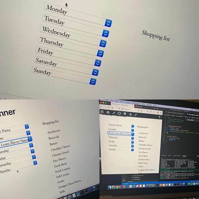 elliottrichmond's tweet photo. I just finished building a very crud meal-planner/shopping list generator thingamebob! #justforfun .
.
.
#webdevelopment #wordpressplugin #shoppinglist #menuplanner https://t.co/cfaxlTWKrb https://t.co/Q2HB5FABFD