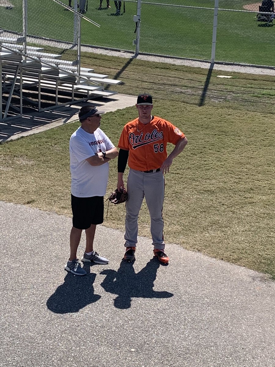 BiondoKim's tweet photo. Looked for @blaineknight10 but he threw yesterday. Found another SEC young man!  Houston Roth, former Ole Miss pitcher. https://t.co/eLXkJ4RKm9