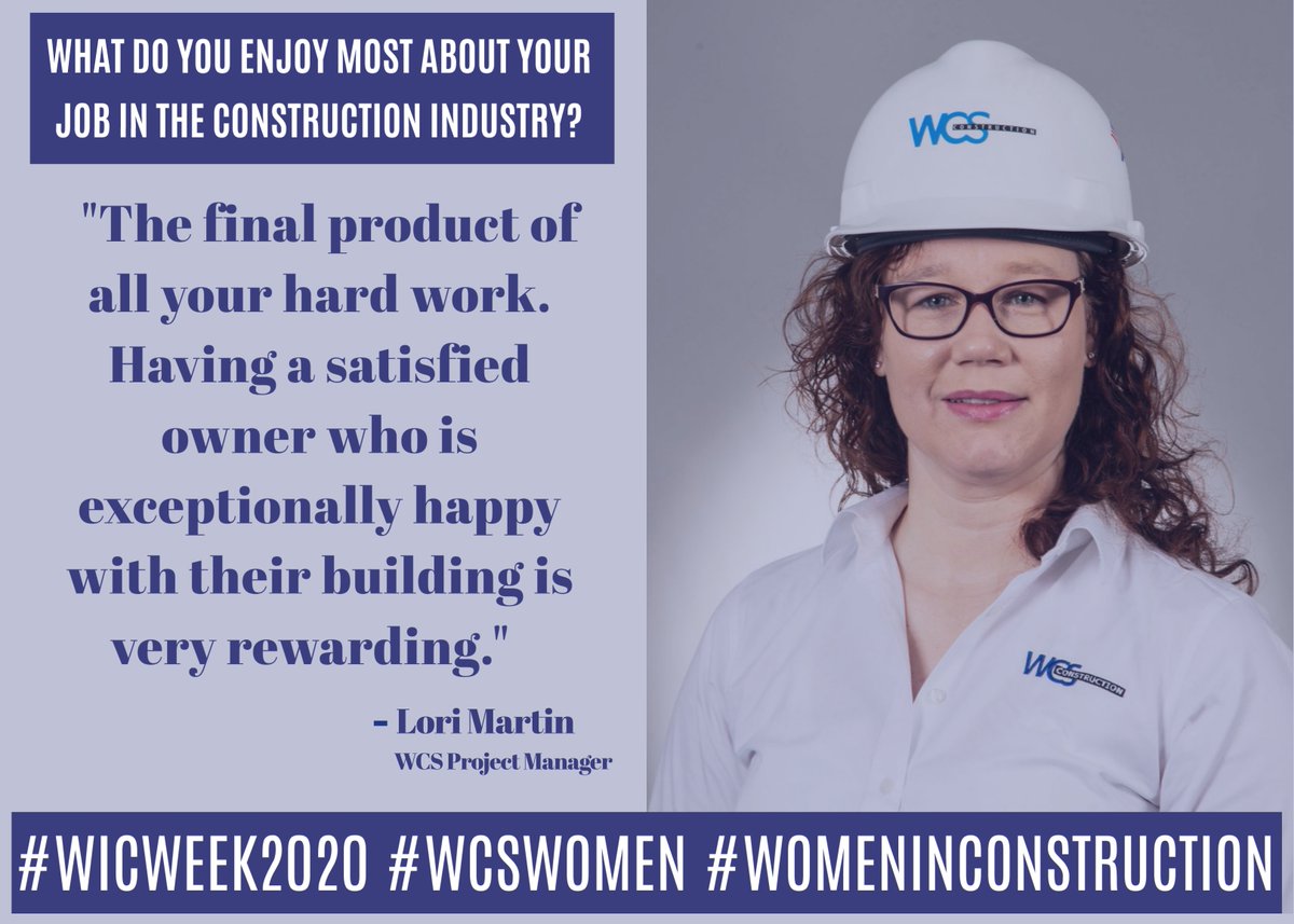WCSConstruction's tweet photo. (1/4) Today, in honor of @nawicnational's #WICWeek2020's theme, “Paving New Roads to Construction,” we are featuring the story of how Lori, one of our Project Managers &amp; co-chair of our WCS #WomenInConstruction committee, paved her own road into the #constructionindustry: https://t.co/oDJ0AnA6lU