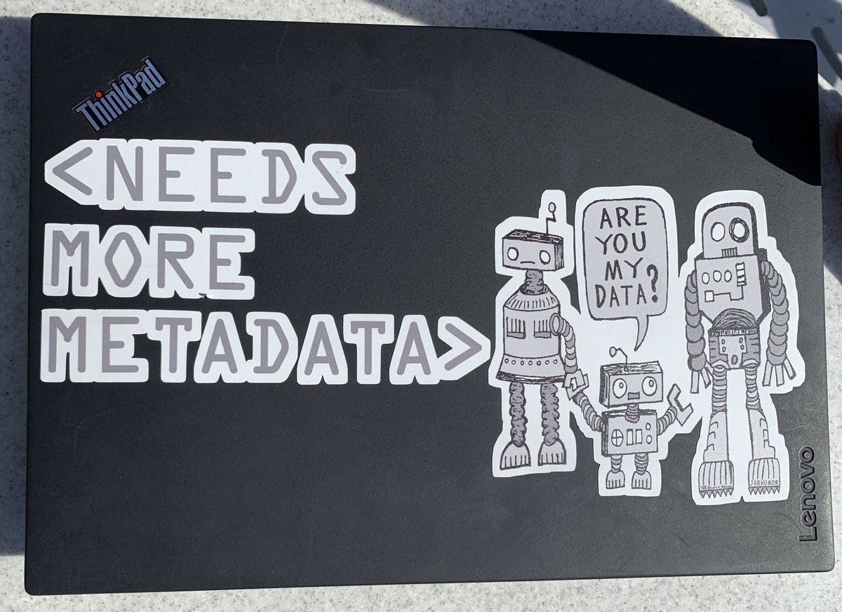 matt_turner_nyc's tweet photo. So glad to have Yael Miller @disneyplus and her awesome laptop sticker join our Metadata Across the Organization panel! Kicking off in seconds ... #SmartContentSummit #Metadata @MESAlliance https://t.co/qVT86qudhn