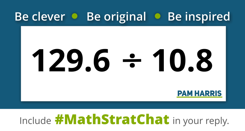 pwharris's tweet photo. It's time for #MathStratChat!
Rules: tweet a favorite, clever solution or find an equally clever strategy. Play!
Like/Retweet so others will see!
#MTBoS #ITeachMath #MathIsFigureOutAble #MSMathChat #ElemMathChat #HSMathChat #T3Learns #DeafStemEd https://t.co/JTmmdXK7C3