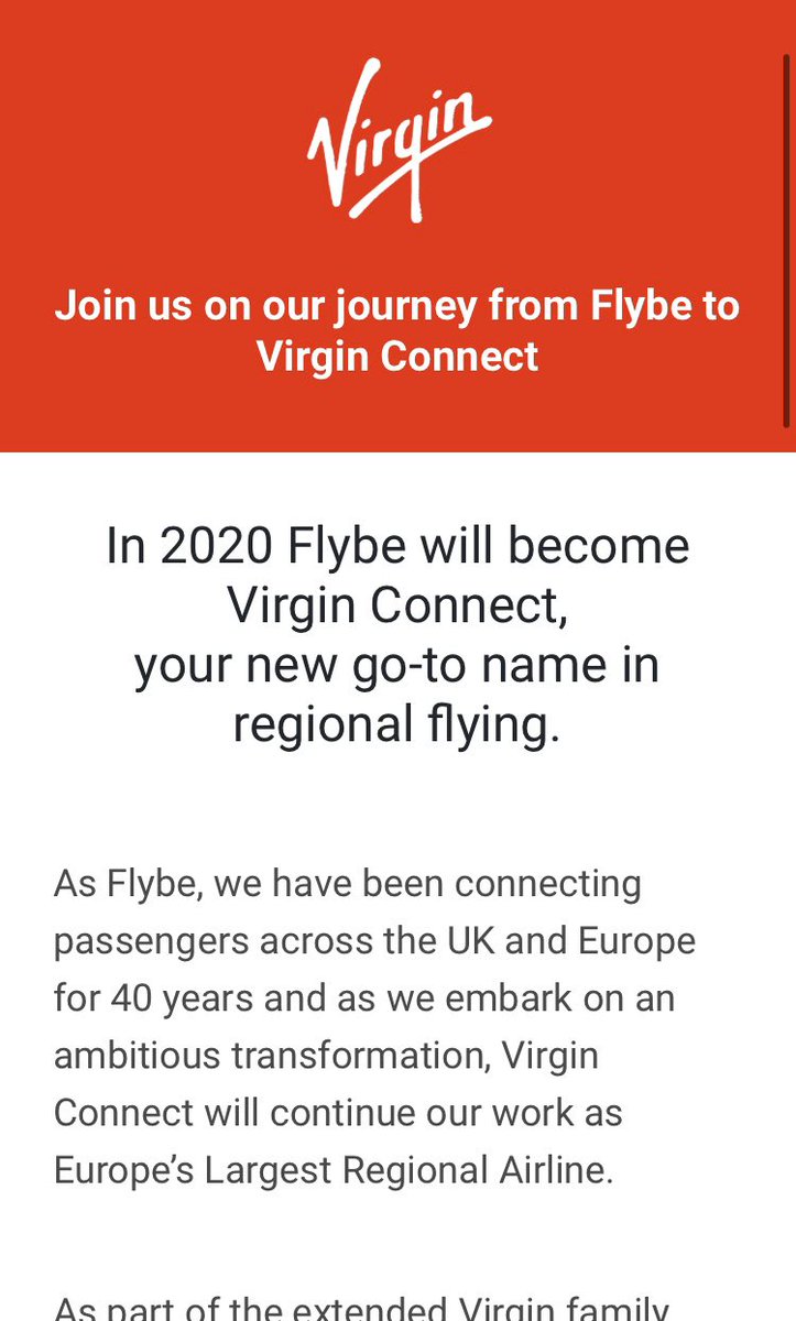 DarranMarshall's tweet photo. The new #VirginConnect website is also offline. It redirects to the offline #flybe website. https://t.co/ppbZjpgyM3