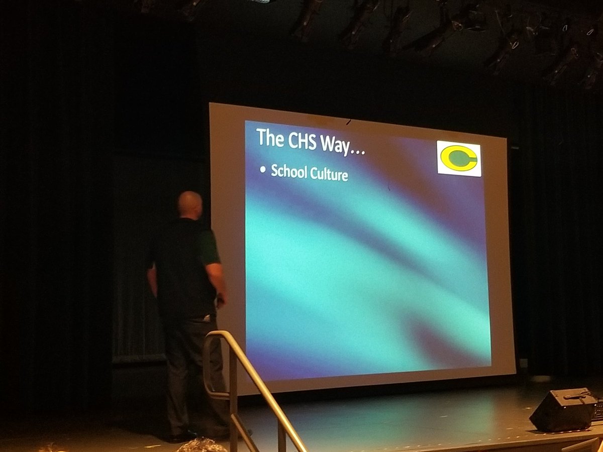 DaveEhlers_CCS's tweet photo. Mr. Churchill leading our 8th grade parents through Freshman Orientation.  We are excited to bring the class of 2024 to CHS! #CometPride https://t.co/dh969wcT6E