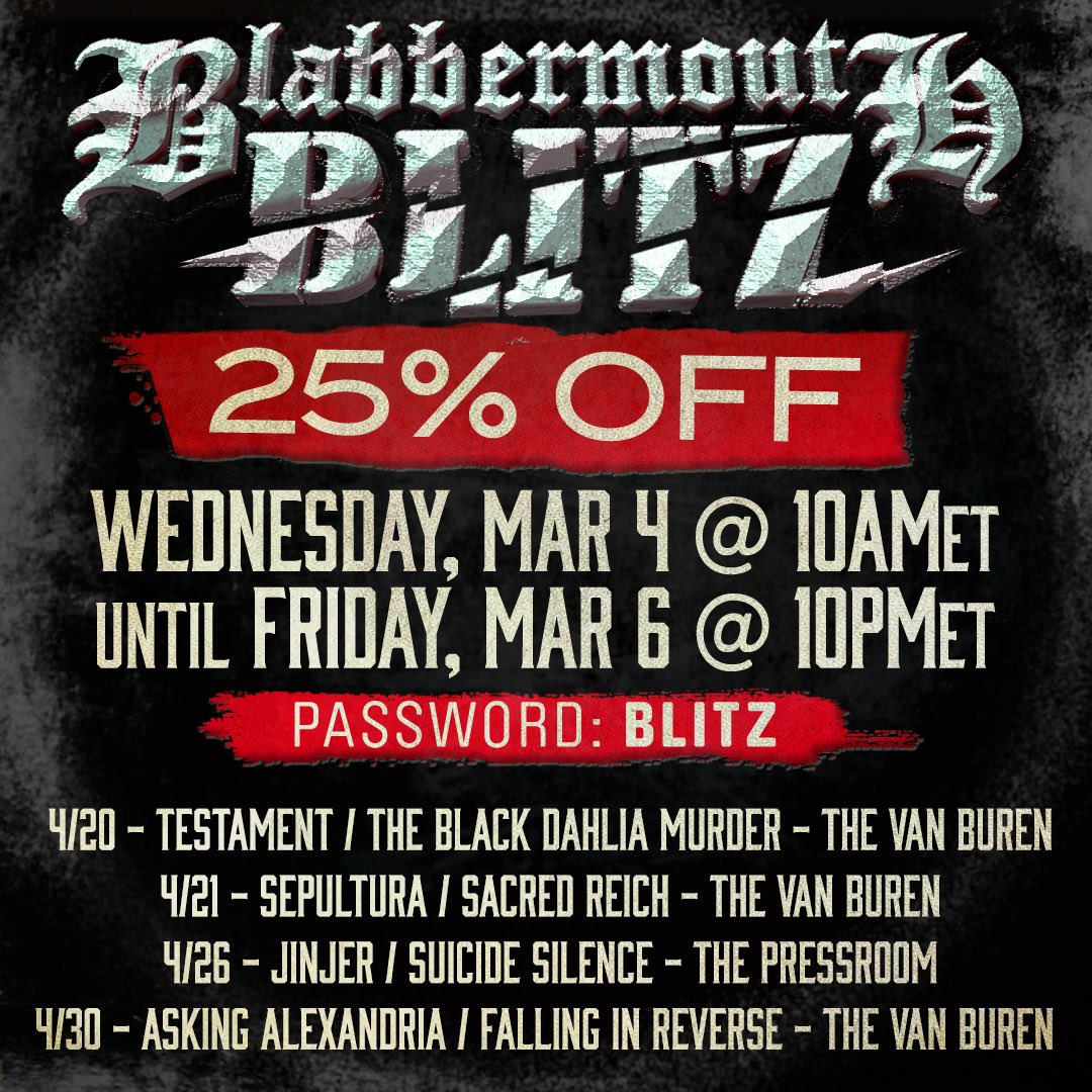 StatesidePres's tweet photo. Time for a Blabbermouth Blitz‼️Get 25% off tickets to these awesome shows with code “BLITZ”! Hurry, offer ends Friday or while supplies last - head to https://t.co/aXWwHfFHnu or https://t.co/luLPqQ94kG to get yours! https://t.co/wUUwzUFHAy