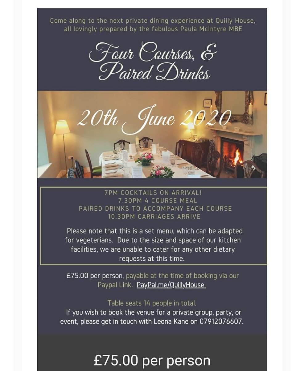 broightergold's tweet photo. Update!
@quillyhouse has two places left for our #ladiesthatlunch and a few places left for our 4 courses on 20th June! X
#quillyhouse #northcoast #embraceagiantspirit #visitcauseway
@paula_mcintyre @farmerkaney https://t.co/Za8EgJPh63