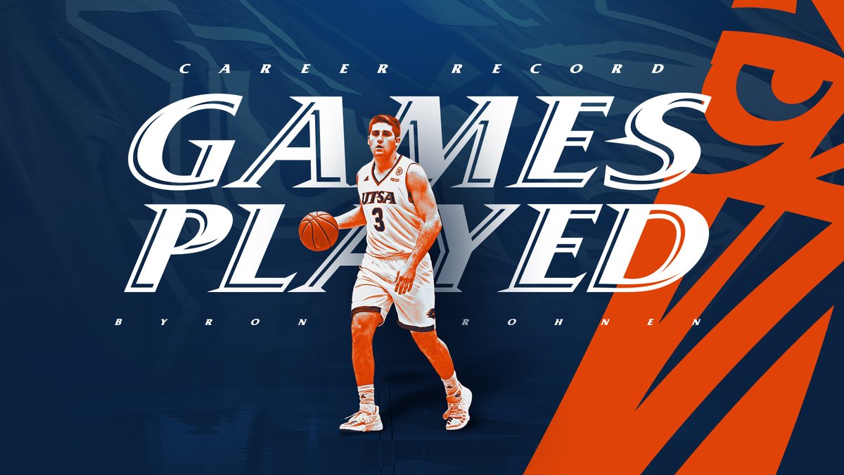 UTSAMBB's tweet photo. Congrats to Byron Frohnen, the UTSA program record holder for games played! 

#BirdsUp 🤙 | #RunWithUs https://t.co/dHMs1GVzQR