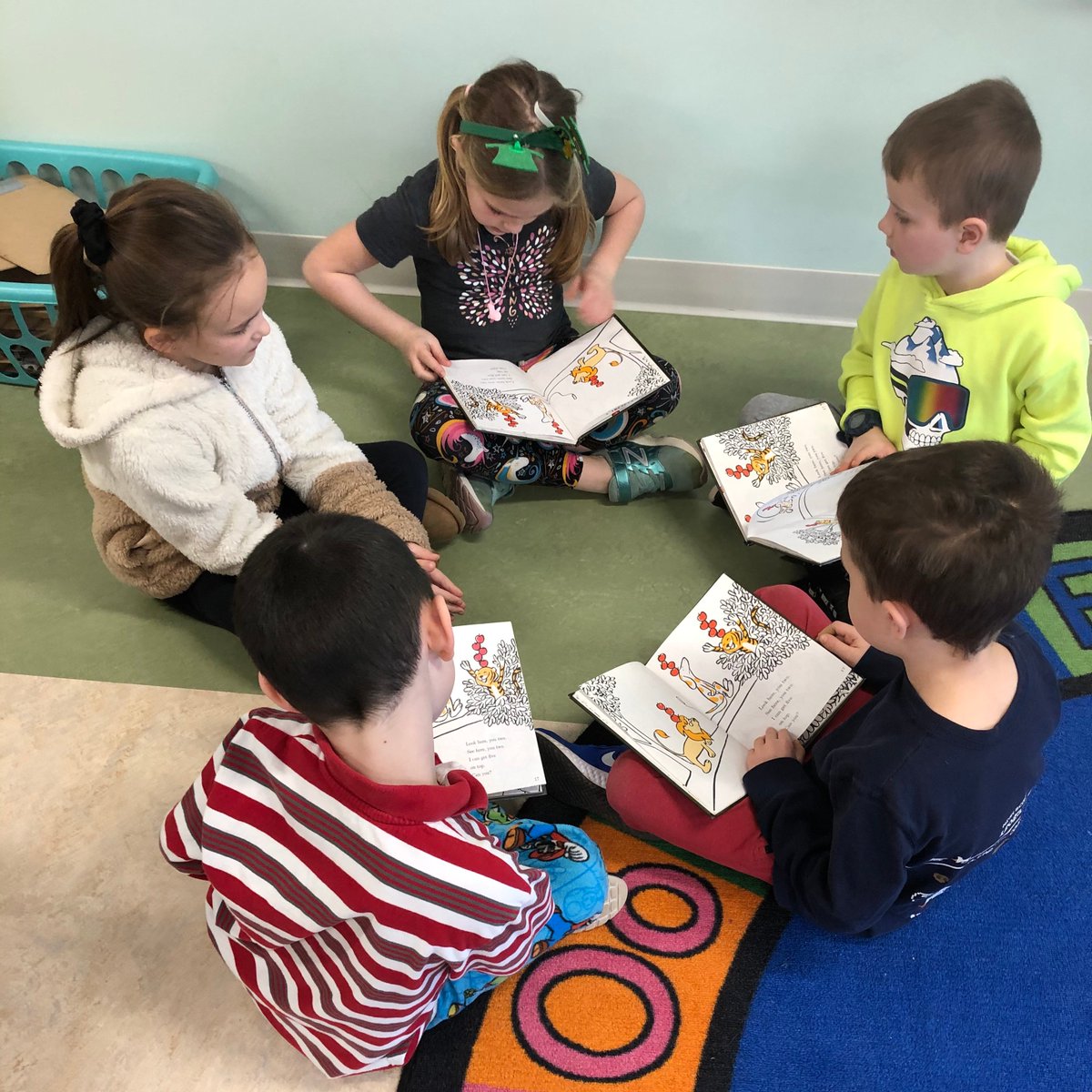 janetdancy's tweet photo. Dr. Seuss book clubs begin today.  Firsties reading, talking, and creating posters about books is the plan!  #firsties #DrSeussWeek https://t.co/R4WqgcXAz7