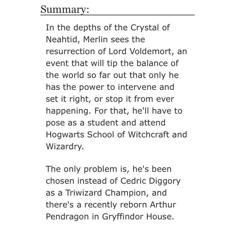 • Emrys Ascending by tricksterity     - merlin/arthur    - Rated T    - Merlin/Harry Potter crossover,   Reincarnation    - 110,864 words https://archiveofourown.org/works/932981/chapters/1815838