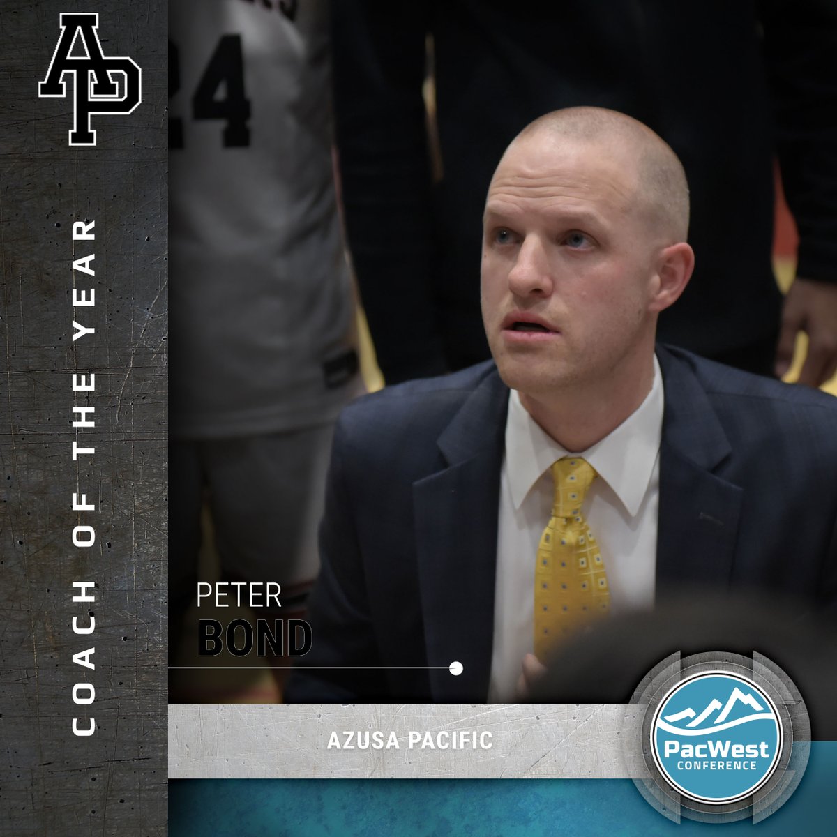 ThePacWest's tweet photo. #PacWestMBB All-Conference | Selom Mawugbe is the PacWest Player of the Year and Peter Bond is the PacWest Coach of the Year for @APUCougars which are the PacWest regular season champions. https://t.co/Mu28w8WJLJ https://t.co/1SRxR7hL6y