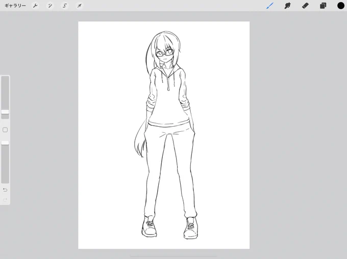 何も考えず描き始めると自動的にパーカー描いてる。 