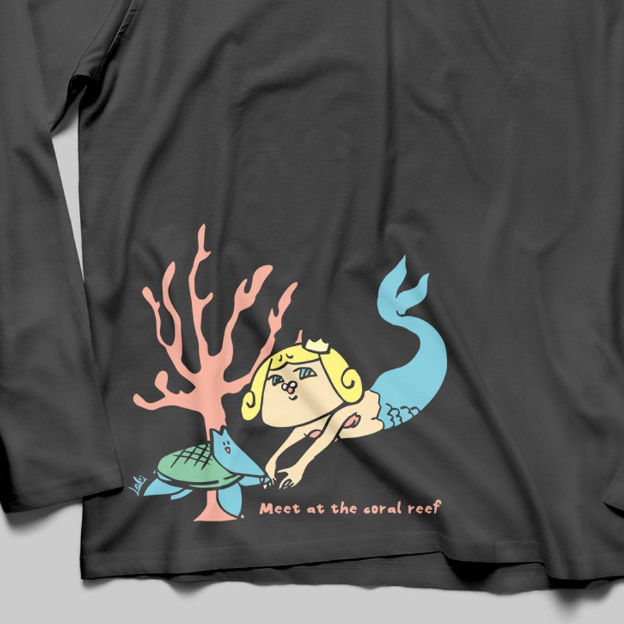loki_suisai's tweet photo. サンゴの前で出会う長袖Tシャツをデザインしました

#サンゴの日 https://t.co/TeWzalcFuP