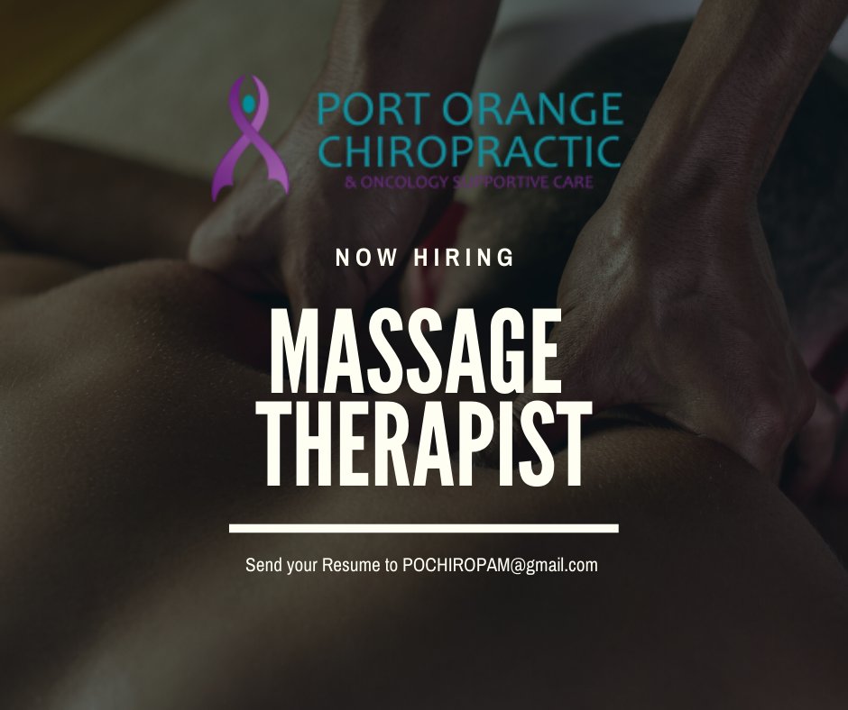 PortOrangeChiro's tweet photo. We are hiring! Are you a massage therapist looking for a new or additional opportunity? Port Orange Chiropractic has positions open! https://t.co/tmXCoC5I5q