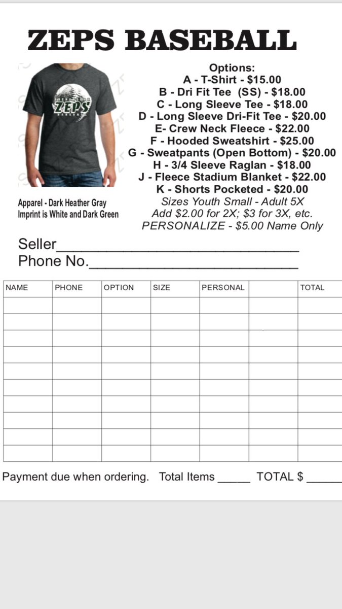 ZepsHSbaseball's tweet photo. Order forms will be passed out tomorrow at practice and available at the high school office also. Please help support the baseball team. https://t.co/7Nt35bvIhs