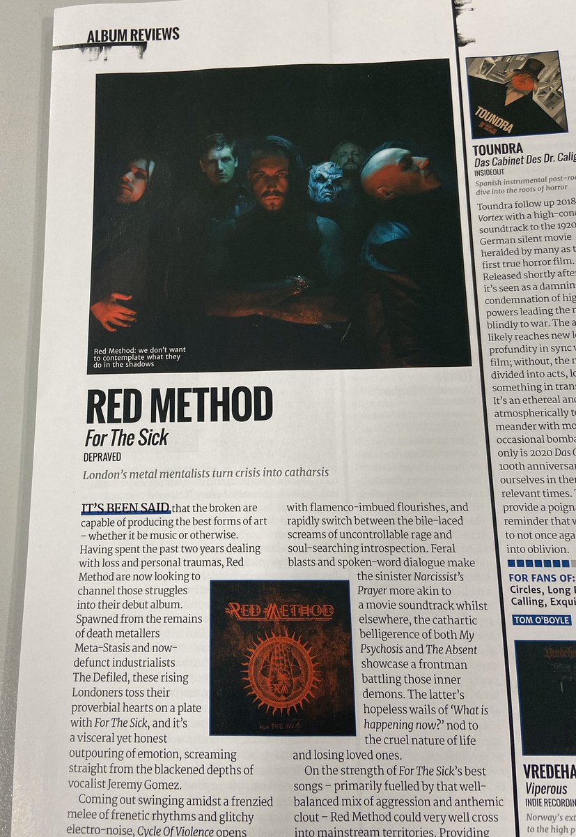 redmethodband1's tweet photo. Pick up the latest edition of @metalhammeruk magazine to check out the review of For The Sick. #redmethod #metalhammer #forthesick #debut  #record #newmusic https://t.co/qtZA5dlKgd