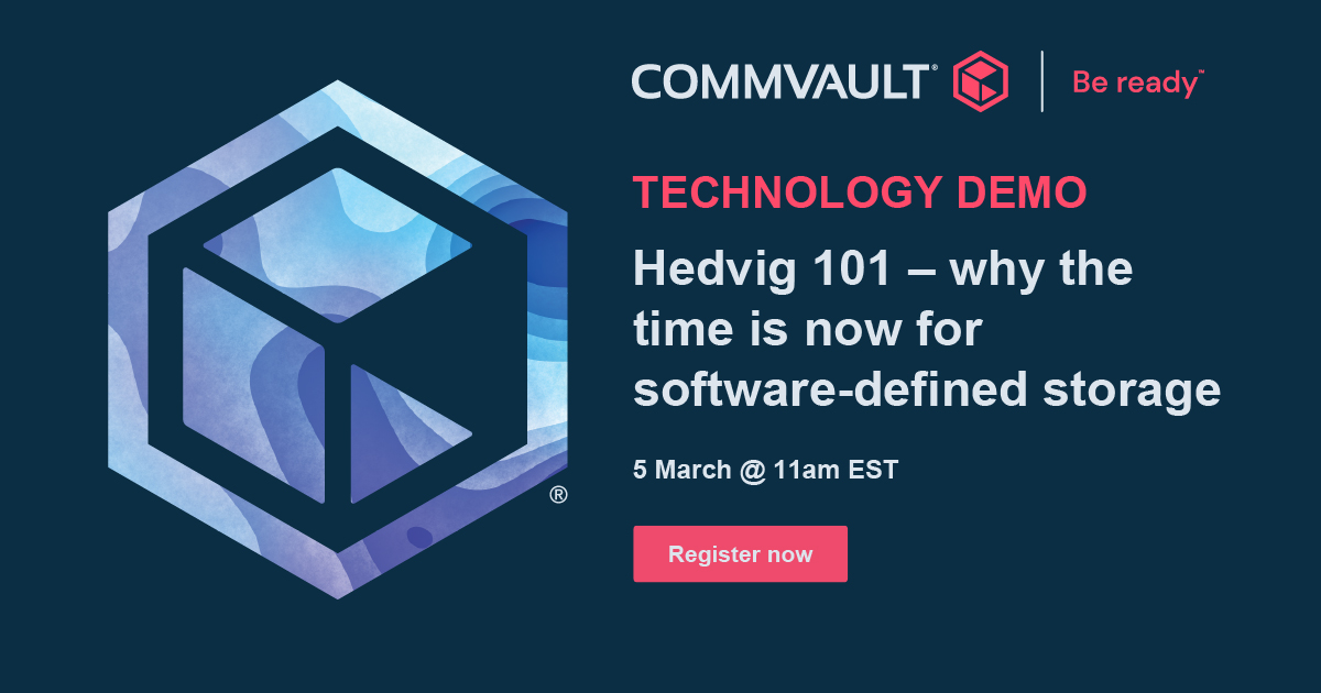 leotignini's tweet photo. We thought #Hedvig was so impressive, we had to make it a part of the #Commvault family. Come see what makes this #SDS platform so special in tomorrow’s live #demo. Lock in your seat now: https://t.co/Riu6wBKm5e https://t.co/TriGrwrpXF