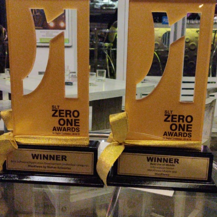 ManKiwwa's tweet photo. Two #Winner awards received at SLT Zero One Awards for @ManKiwwa 
Best Use of Mobile
Best Software/Application Developed
#ManKiwwa #Incidentreporting #citizenledgovernment #bypeopleforpeople #changemakers #digitaltrasformation #lka #SriLanka #innovation #software
@shohan6682 https://t.co/YavWWnMwNL