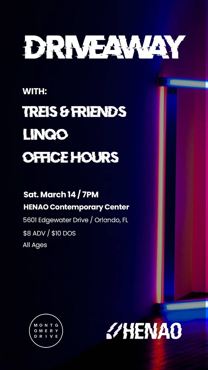 LinqoMusic's tweet photo. Next Saturday we'll be playing with @driveawaymusic, @treisandfriends, and @officehoursfl at Henao Contemporary Center! Hosted by @MontgomeryDrive.

It's gonna be a great show!

$8 adv / $10 dos
Tickets: https://t.co/MyaOR0bKOi

#linqo #indierock #livemusic #orlando #florida https://t.co/Z2ybArKKlw