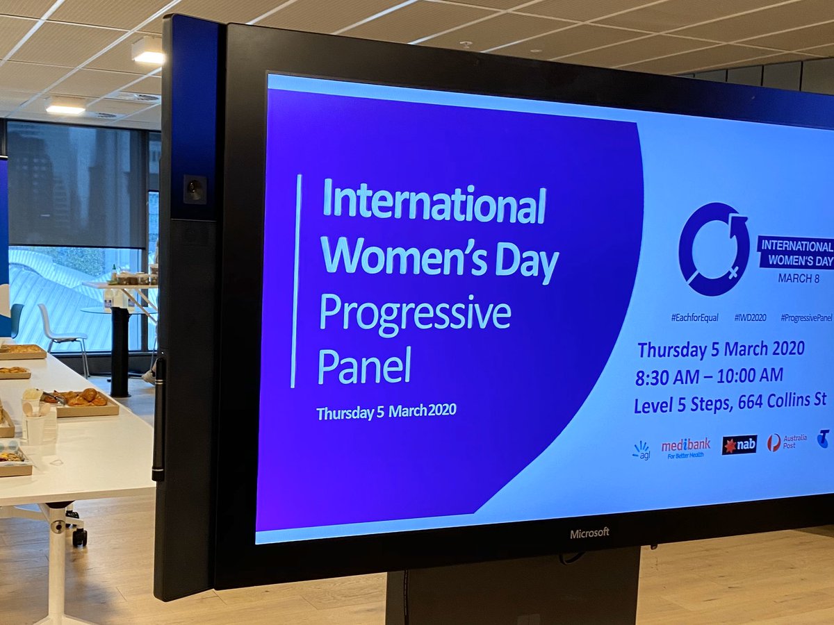 To celebrate #IWD2020, we’re joining @Medibank, <a href="/NAB/">NAB</a>, @AusPost &amp; <a href="/Telstra/">Telstra</a> to deliver a special Progressive Panel today. We kicked off the first panel at our Melb office, discussing #EachforEqual &amp; how we can reduce unconscious bias. Up next, the panel at @Medibank!