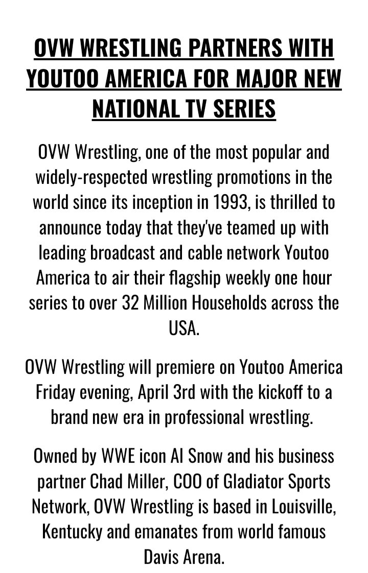 ovwrestling's tweet photo. BREAKING NEWS!
@ytanetwork https://t.co/38pOqKpmus