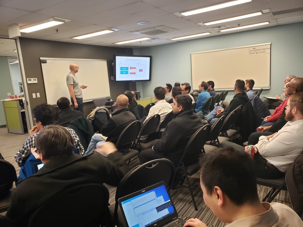 Happening now: <a href="/MTDNUG/">Metro Toronto .NET User Group</a>
<a href="/RolandGuijt/">Roland Guijt</a> presenting #Blazor apps at <a href="/ObjectSharp/">ObjectSharp (a Centrilogic Company)</a>
<a href="/TeamObjectSharp/">ObjectSharp</a>
#csharp in #browser 
Thanks for hosting us #ObjectSharp