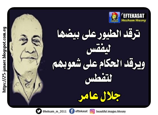 جلال عامر .. ترقد الطيور على بيضها ليفقس ويرقد الحكام على شعوبهم لتفطس
