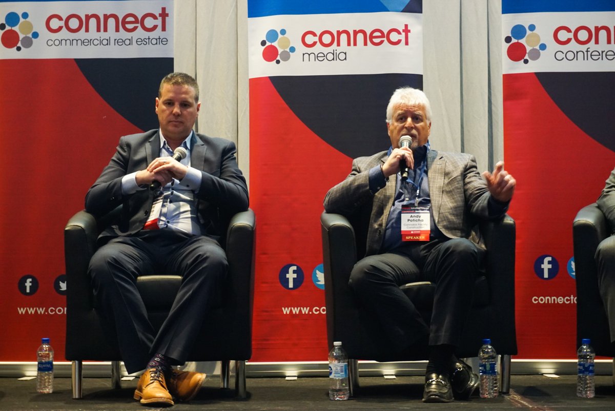 Build4Cannabis's tweet photo. Our Principal Andy Poticha says “it’s all about controlling temperature &amp; humidity because plants are incredibly sensitive” as he and @GrassrootsMMJ’ Matt Darin discuss the tech needs for warehouses preparing to be cannabis-ready @connectCRE Industrial Midwest. #ConnectINDMW https://t.co/6ZkS6SqQrl