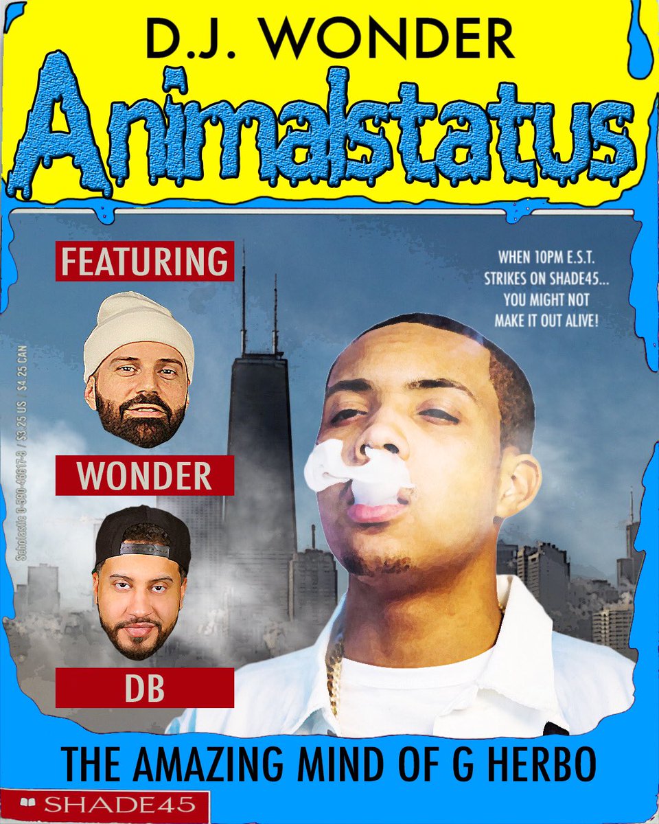 AnimalStatuS's tweet photo. TONIGHT!! DJ Wonder Presents: #AnimalStatus LIVE at 10PM ET. Our guest is @gherbo! Listen At https://t.co/v0pn8sXibM Only on @Shade45! https://t.co/PBKPk9yl5n