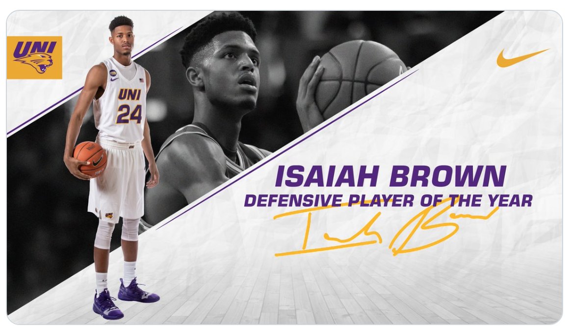 TarHeel_Fam's tweet photo. Isaiah Brown named - All Defensive Player of the Year - MVC Basketball!   #isaiahbrown24 #MVCbasketball #unipathers #unibasketball https://t.co/mH12PglknE