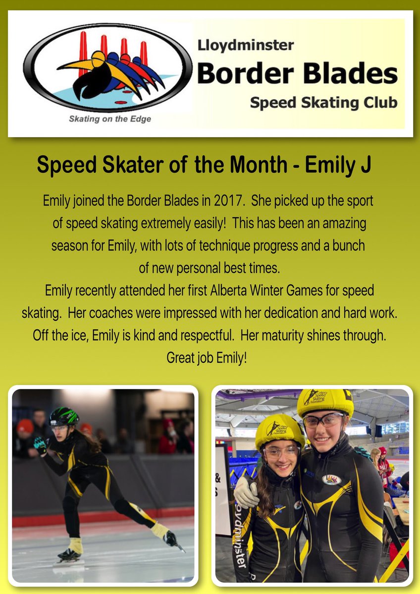 borderblades's tweet photo. Congratulations to our February Speed Skater of the month, Emily J!  #borderblades #speedskating #fastiscoolfastisfun #Athlete #yll https://t.co/LyQ3CjdyRv