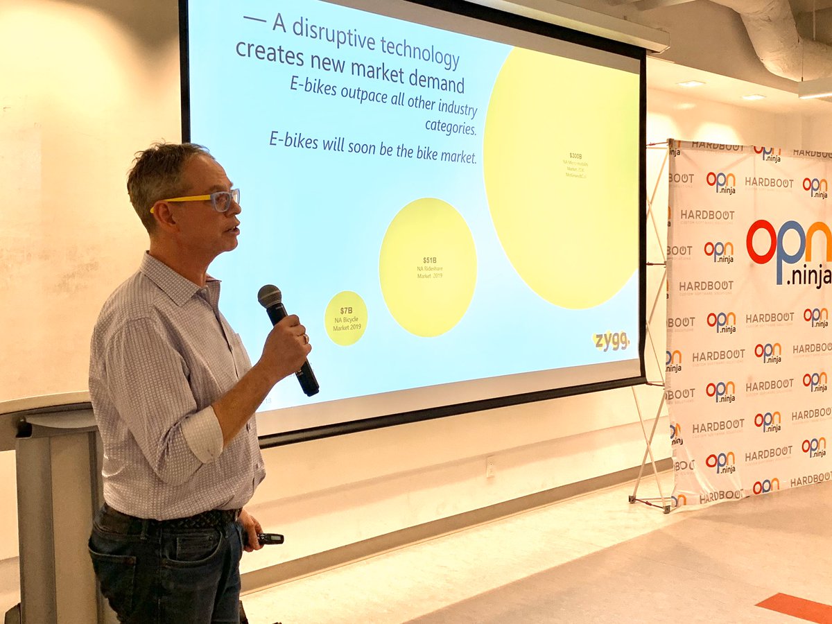 Opeoplenetwork's tweet photo. @ridezygg a personal subscription service for electric bikes.  #pitchityork @YSpaceYU @StartupYork @JefferyPotvin https://t.co/2Q8oCov5qR