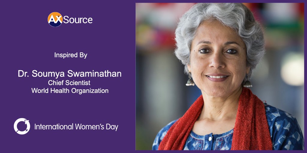 axsource's tweet photo. In male-dominated #STEM industries, some women blaze trails and inspire colleagues of all genders. Dr. Soumya Swaminathan, leading HIV and Tuberculosis researcher was the first woman to be appointed Chief Scientist at WHO.
#AXSource #IWD2020 #EachForEqual #WomeninSTEM https://t.co/qS2iikhx1w