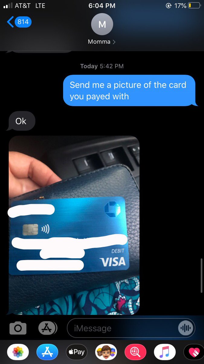 aberhaam's tweet photo. so I was getting my moms flight refunded, and asked for the back of her CARD... And this is what she sent me... 😂 https://t.co/BxWEssoAWs