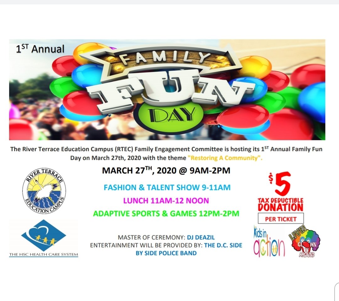 You do not want to miss this event! Come and support the students at our 1st Annual Family Fun Day on March 27th. 2020 #familyengagement