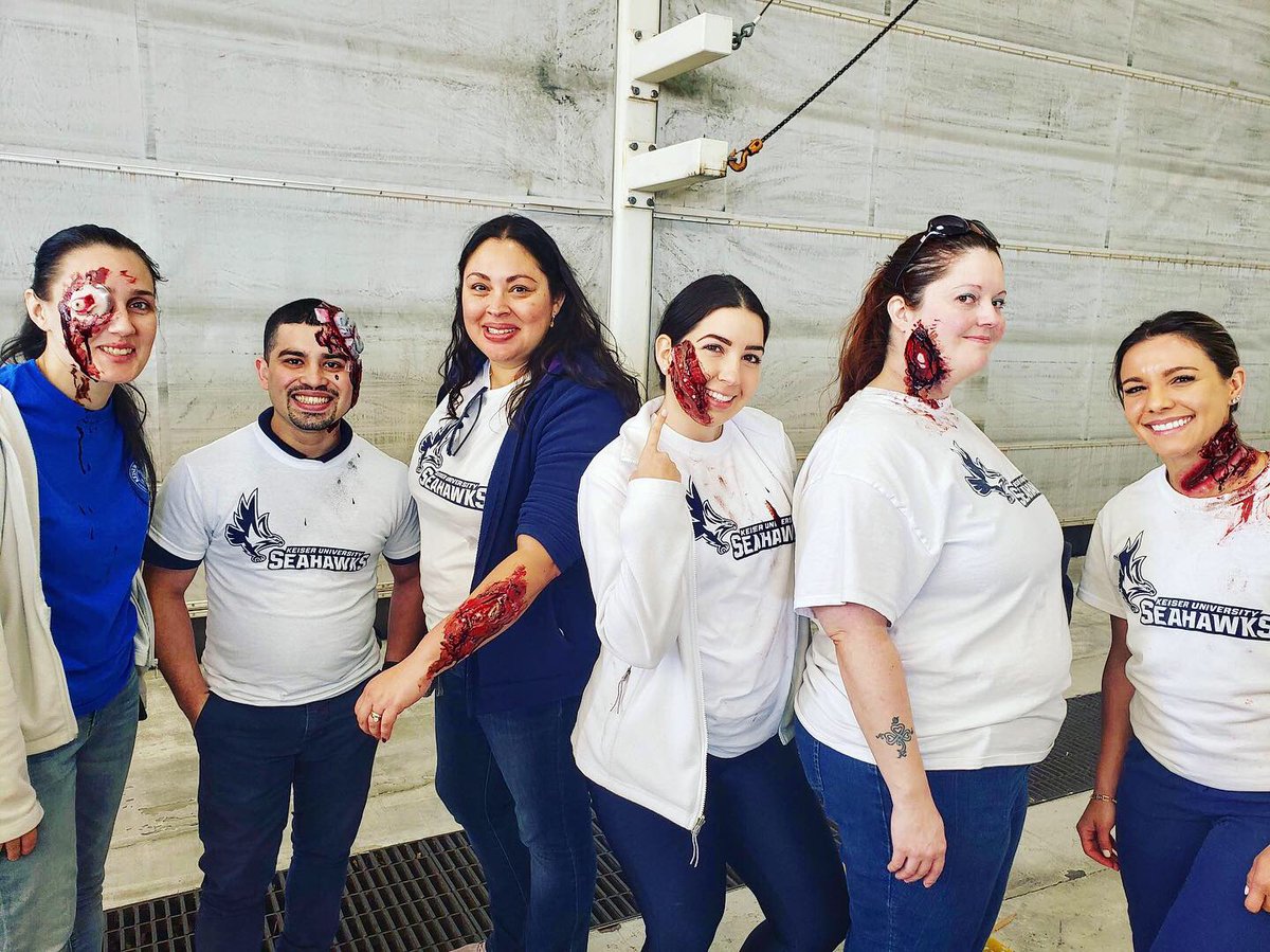 KeiserU's tweet photo. KeiserU #Miami Nursing students recently participated in a Natural Disaster Medical System (NMDS) Exercise sponsored by the Miami VA Healthcare System. They had a great time as patients and learned about #disastertriage.
 
#KeiserMiami #Nursing #keisercommunity #NMDS https://t.co/psYK7xY35D