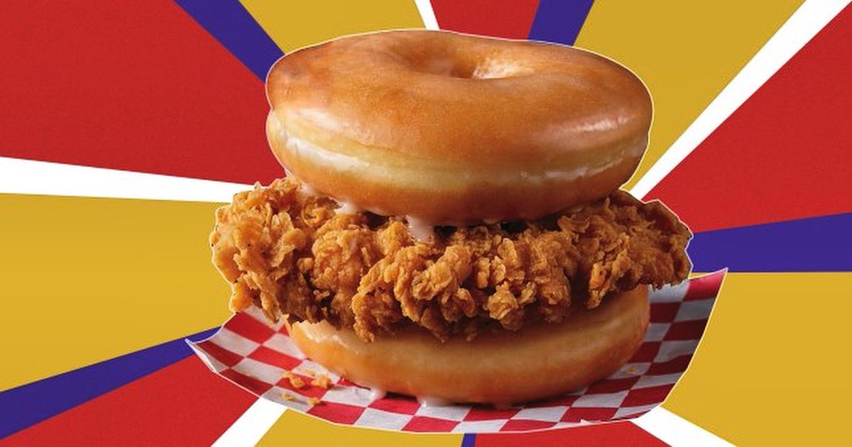 mikeishappy's tweet photo. Forget #Coronvirus, the human race is much more likely to be wiped out by the Kentucky Fried Donut Sandwich. https://t.co/UJxjfkvmaD