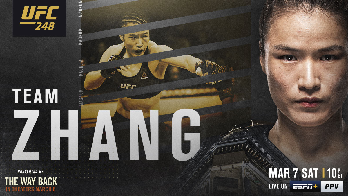 ufc's tweet photo. RT if you're with Zhang! 🏆🇨🇳

#UFC248 - LIVE on ESPN+ PPV - https://t.co/xYfH2jmMl5

(B2YB @TheWayBackMovie - in theaters March 6) https://t.co/S6z9Bh5yOT
