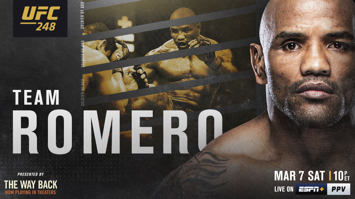 ufc's tweet photo. RT if you're with @YoelRomeroMMA! 🇨🇺

#UFC248 - LIVE on ESPN+ PPV - https://t.co/xYfH2j5aWv

(B2YB @TheWayBackMovie - in theaters now) https://t.co/1RwV7e7eXO