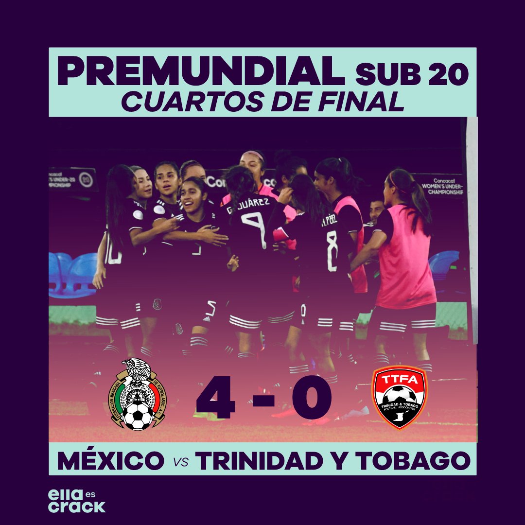 ellaescrack's tweet photo. ESTAMOS EN SEMIFINALES! 🎉
El Tri sub 20 le ganó a Trinidad y Tobago en cuartos de final y avanza a semifinales del Premundial.

Estamos a una victoria de obtener el boleto al mundial

#CU20W #OrgulloyPasion https://t.co/hMESDAJ7QT