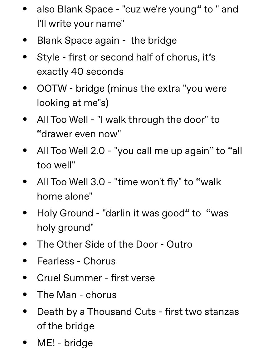 inallmydreams13's tweet photo. you’ve all heard that one of the main things we can do to prevent the spread of coronavirus is to wash our hands frequently for 20 seconds. 

happy birthday can get boring so i present: taylor’s greatest 20-second hits to wash your hands to

spread the word, not germs! https://t.co/raGNRW3BbL