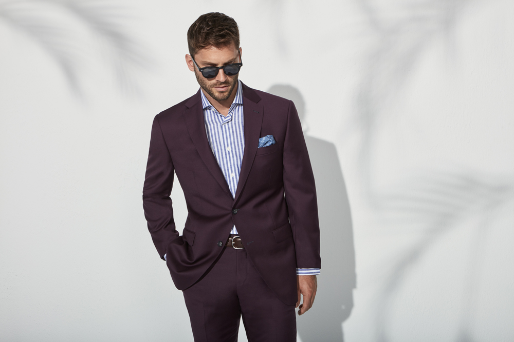 scohen1923's tweet photo. Not just a handsome swatch - this deep burgundy suit is a performance garment and is wrinkle, stain and water-resistant. https://t.co/yOjrdsX4dF
