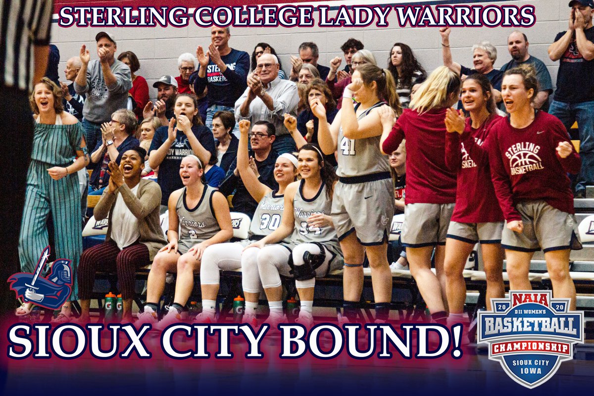 .<a href="/SCWarriorWBB/">Sterling College Women’s Basketball</a> is SIOUX CITY BOUND! The Lady Warriors have earned an At-Large Bid to the 2020 <a href="/NAIA/">NAIA</a> #NAIADIIWBB National Championship! More details and information to come soon! #SwordsUp #KCACwbb ⚔️🏀