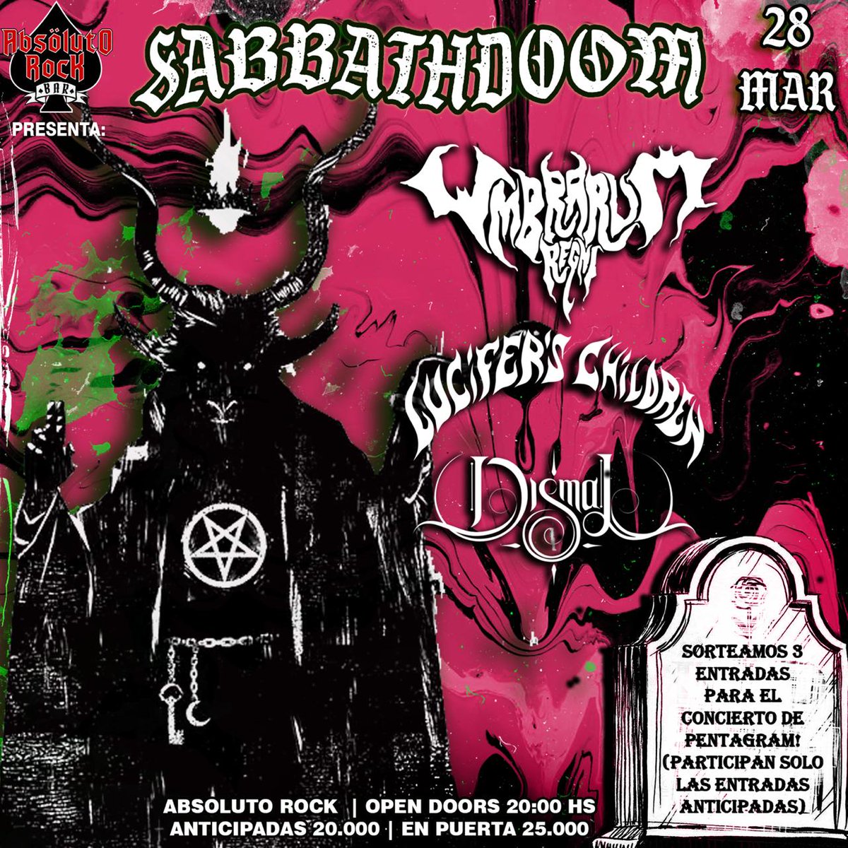 SabbathDoom - Sábado 28 de marzo, Absoluto Rock (Asunción, PY).
