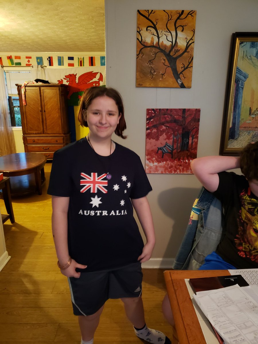 fantasylandplus's tweet photo. She not only devours everything wrestling,  she is a flag collector.  Here's her new shirt from Australia.  #flagcollector #Australia ##vexillology She said it makes her #iconic @BillieKayWWE @PeytonRoyceWWE https://t.co/dzLDskX0jj