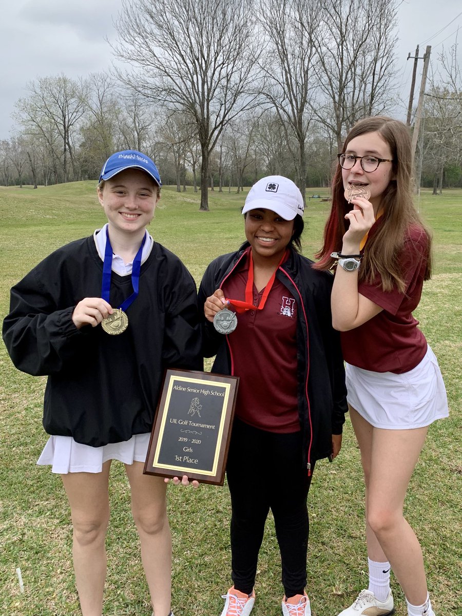 Another rainy day on the course but Heights Girls Golf took the W! 1st Place Team🥇 Aldine HS Tournament Individually- 1st Caitlyn Jozwiak 2nd Stacia Frank 4th Taylor Derryberry ⁦<a href="/ghostofheights/">Heights High School</a>⁩ ⁦<a href="/Heights_PTO/">Heights High School PTO</a>⁩ ⁦<a href="/CoachDixon_63/">Coach Stephen Dixon Sr., CAA</a>⁩ ⁦<a href="/HISDAthletics/">Houston ISD Athletics & UIL Academics</a>⁩