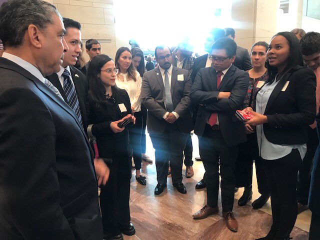 GeorgetownLatAm's tweet image. Today our #GCL2020 got to visit the U.S. Capitol and meet with @RepEspaillat to learn about how the House and Senate work. Tomorrow @IDB_Lab @GCLalumni @GlobalGtown @Georgetown_Exec