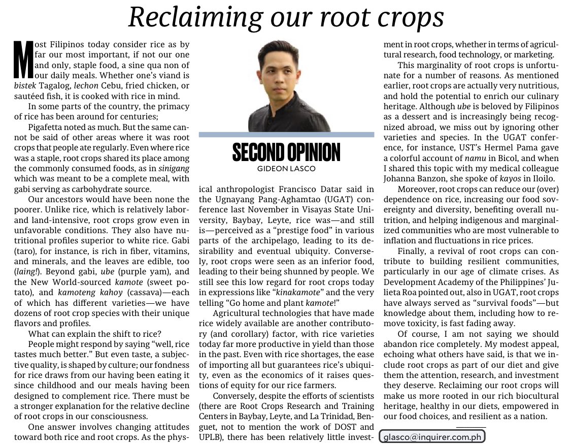 Gideon Lasco on Twitter "The Philippines has a wealth of root crops