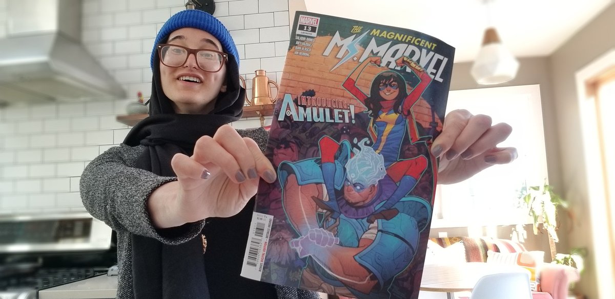 SaraAlfageeh's tweet photo. 5 years ago, Ms. Marvel came out and convinced me to become an illustrator. I could feel how deeply the creators CARED.

I co-created Amulet-- an Arab Muslim American superhero kid debuting today in Ms. Marvel issue 13. I hope he helps aspiring creators out there to care too. 🧿 https://t.co/GtvOBELZ4F