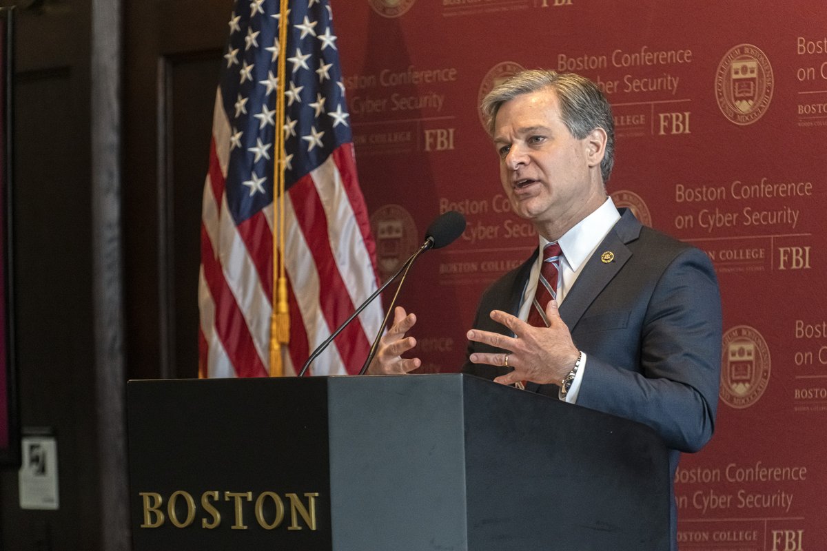 FBI's tweet photo. Director Wray: “When thinking about cybersecurity, people often focus on tech fixes. But our experience shows that the human factor is equally important – and that trust built over time is key to effective information-sharing between government and industry.” #BCCS2020 https://t.co/MEK8hwjnNp