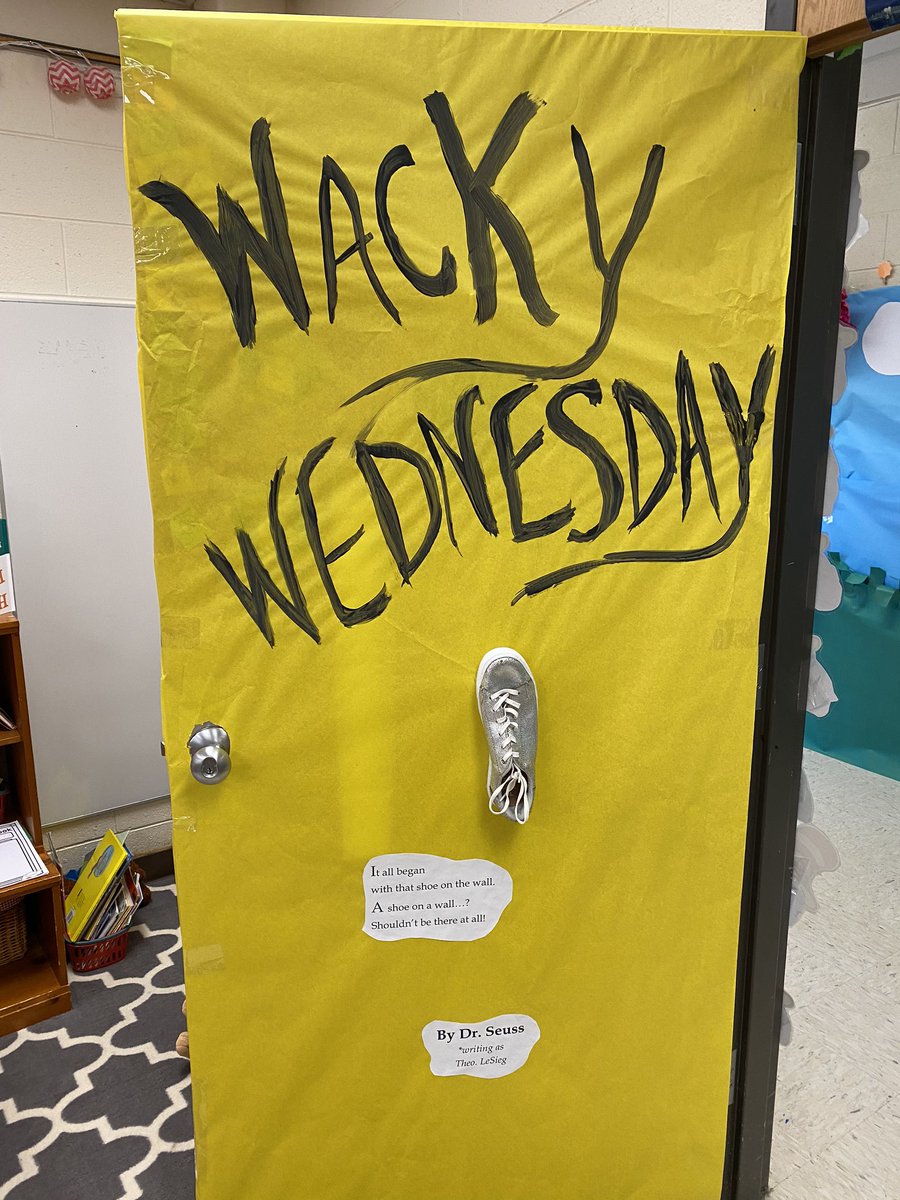 Seusserrific's tweet photo. Wacky Wednesday in First Grade!  Our room was very wacky!!  @Seusserrific @obgSTARS #gatespta #oneCCPS https://t.co/9Kim2LOUlM